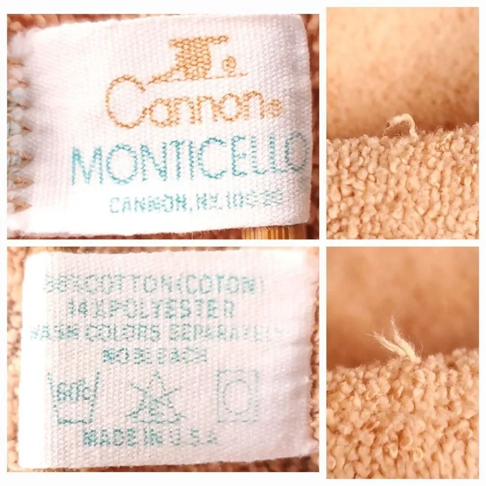 Cannon Monticello Cotton Blend Bath Towel Faded Orange Floral Texture Fringe